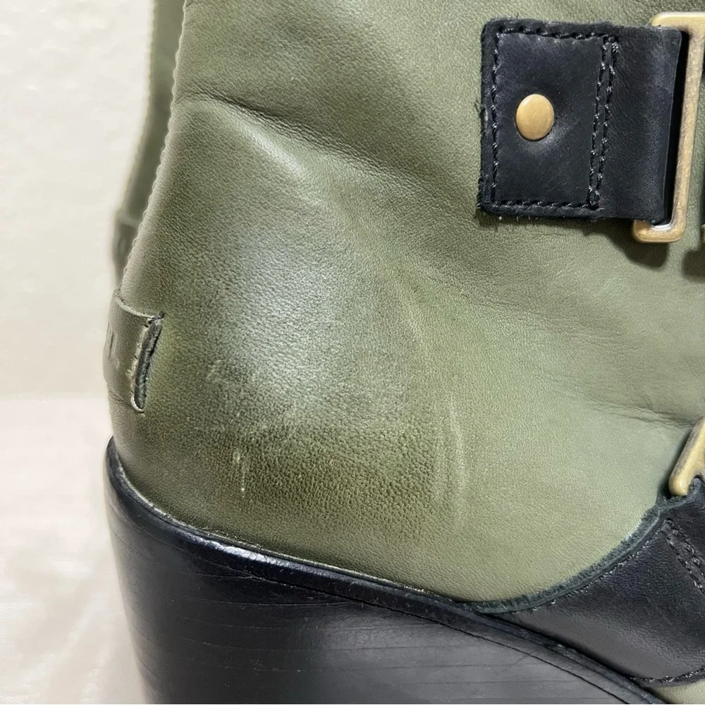 Sorel After Hours Waterproof Leather Wedge Bootie Color Nori NL2550-383 Size 7.5